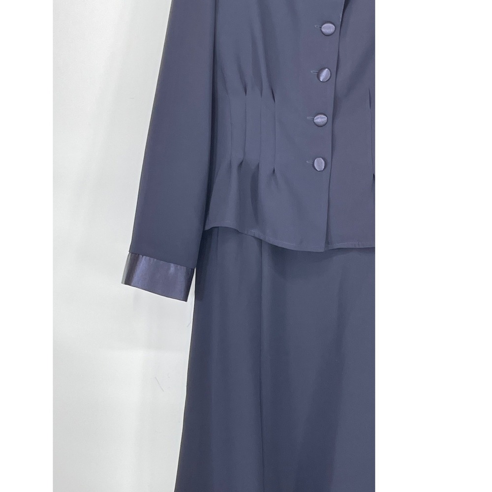 NOS Danny & Nicole Womens Dress Set 12 2pc Navy Blue Satin Trim Formal Maxi Set - Picture 3 of 16